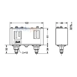 Danfoss KP15 Basınç Şalteri Presostat (060-514166) – Çift Taraflı, SPDT, Otomatik Reset, 1/4” Flare, IP44