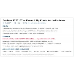 Danfoss 7773107 Kemerli Tip Krank Karteri Isıtıcısı – 65 W / 230 V | SM/SZ 084-161 İçin