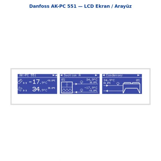 Danfoss AK-PC 551 Pack Kontrolör (080G0281) | 230V | LCD Ekran | 2 SSR (PWM) | Modbus | Kompresör & Kondenser Kapasite Kontrolü