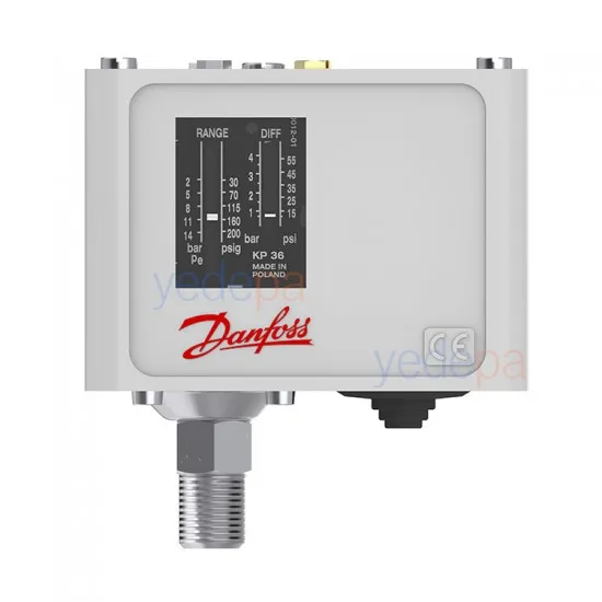 Danfoss KP36 Basınç Şalteri Presostat 060-110866 – SPDT, 2 - 14 bar, Otomatik Reset, IP30