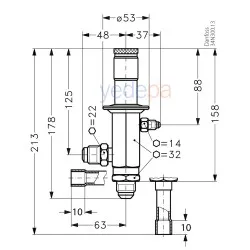 Danfoss CPCE 12 Sıcak Gaz Baypas Regülatörü – 1/2" ODF, Pilot Kontrollü, 0-6 bar Ayar Aralığı