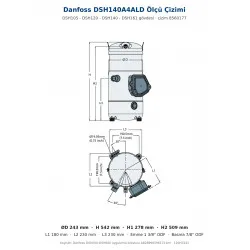 Danfoss DSH140A4ALD Scroll Kompresör (120H1541) | 12 HP | 103.621 BTU/h Soğutma Kapasiteli | R410A / R452B / R454B | 3 Faz 380-415V