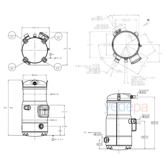 Danfoss DSH161A4ALD Scroll Kompresör | 13 HP | 133.500 BTU/h Soğutma Kapasiteli | R410A Uyumlu | Tandem Kullanıma Uygun | 120H1551