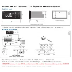 Danfoss ERC 213 Dijital Termostat Kiti (080G3457) – 230V, 3 Röle, 2 Adet NTC 10k Sensör Dahil