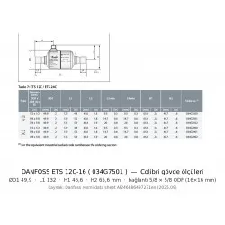 Danfoss ETS 12C-16 Colibri Elektronik Ekspansiyon Valfi (034G7501) | ~98 kW R410A | 5/8" ODF | Bi-Flow