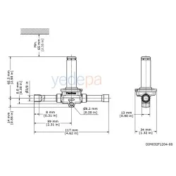 Danfoss EVR 3 Solenoid Valf - NC, Solder ODF, 3/8 in - Pirinç Gövde - Parça No: 032F1204