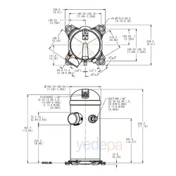 Danfoss HRH054U4LP6 Scroll Kompresör | 4,5 HP | 45.480 BTU/h Soğutma Kapasiteli | R410A Uyumlu | 121L1376