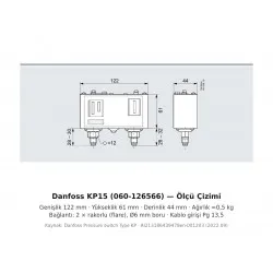 Danfoss KP15 Kombine Basınç Şalteri Presostat (060-126566) – Çift Taraflı, Otomatik Reset, SPDT + LP/HP Sinyal