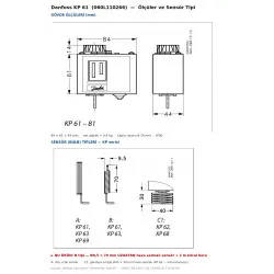 Danfoss KP 61 Termostat (060L110266) – −30 / +13 °C, SPDT, Otomatik Reset, 2 m Kılcal Borulu Uzak Sensör