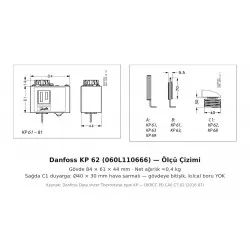 Danfoss KP 62 Termostat (060L110666) – −30 / +15 °C, SPDT, Otomatik Reset, Ø40 mm Hava Sarmalı Sensör