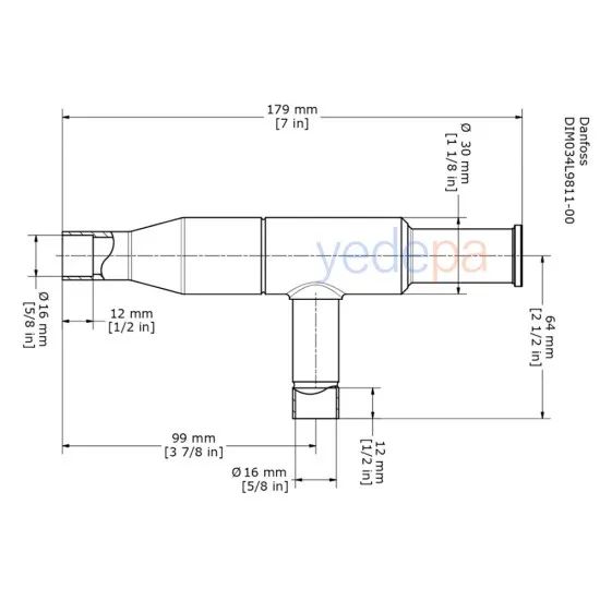 Danfoss KVC 15 Sıcak Gaz Baypas Regülatörü – 5/8" ODF Kaynak Bağlantılı, 0.2-6 bar Ayar Aralığı