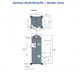 Danfoss MLZ076T4LP9 Scroll Kompresör (121L8654) | 10 HP | 29.177 W (99.610 BTU/h) Soğutma Kapasiteli | R404A / R448A / R449A / R452A | 3 Faz 380-415V