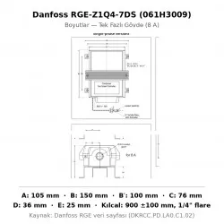 Danfoss RGE-Z1Q4-7DS Kondenser Fan Hız Kontrol Cihazı (061H3009) | 19 bar / 0,2-8 A | 230V