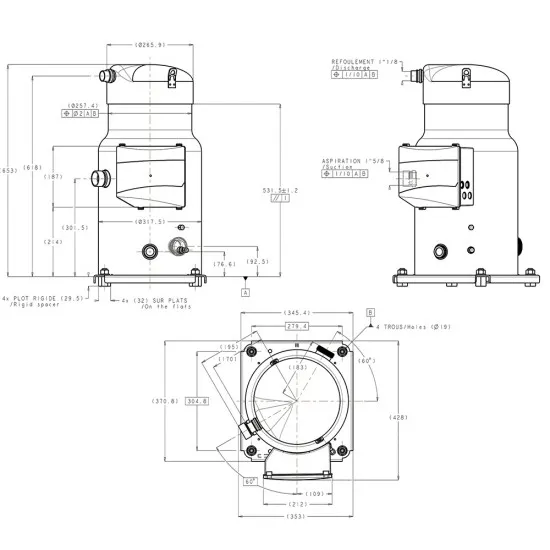 Danfoss SH 295 Scroll Kompresör - 20 HP, 59.742 Watt (302.080 BTU), R410A Soğutucu Gaz, Endüstriyel ve Ticari Soğutma Sistemleri