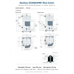 Danfoss SZ300A4PBF Scroll Kompresör (120H2154) | 25 HP | 248.356 BTU/h Soğutma Kapasiteli | R407C / R134a / R513A | 3 Faz 380-415V
