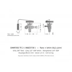 Danfoss TE 2 Termostatik Ekspansiyon Valfi (068Z3730) – R448A / R449A, Dış Dengeli, 3/8" × 1/2"