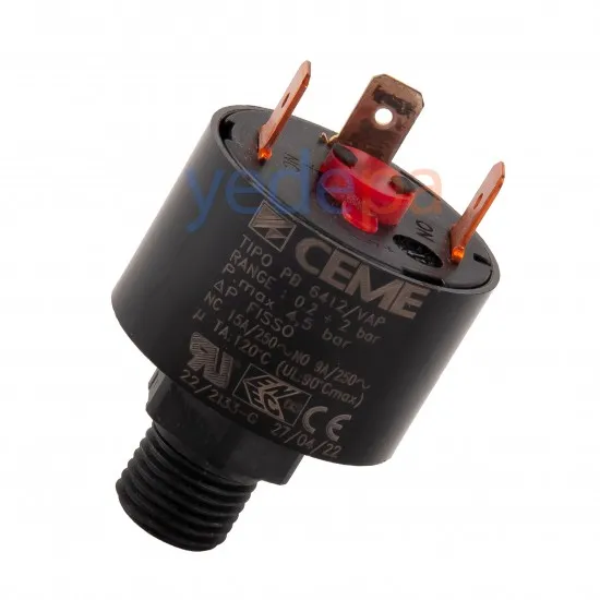 Kombi Basınç Anahtar Şalteri G 1/4'' Plastik, 0.2-6 bar, 120°C, NC Kontak - Demirdöküm Aden, Baxi 240 Fi Uyumlu