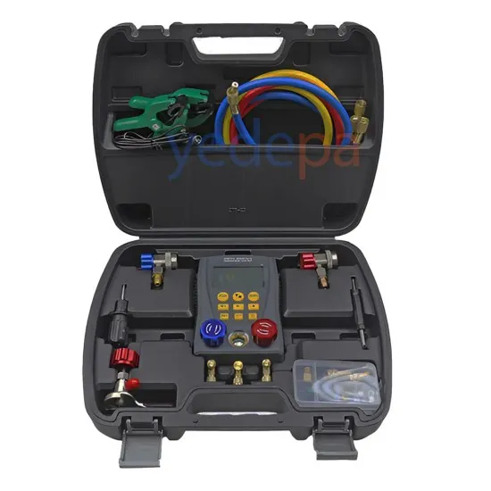 Dijital Manifold Manometre Seti - 89 Soğutucu Gaz Veri Tabanı, 32-Bit Dijital İşlemci, HVAC ve Soğutma Sistemleri İçin