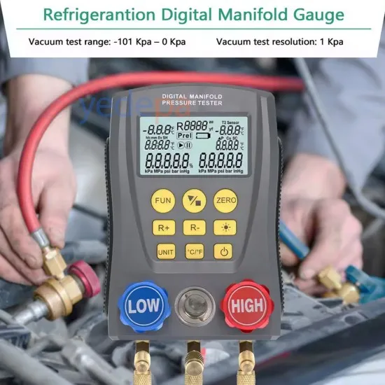 Dijital Manifold Manometre Seti - 89 Soğutucu Gaz Veri Tabanı, 32-Bit Dijital İşlemci, HVAC ve Soğutma Sistemleri İçin