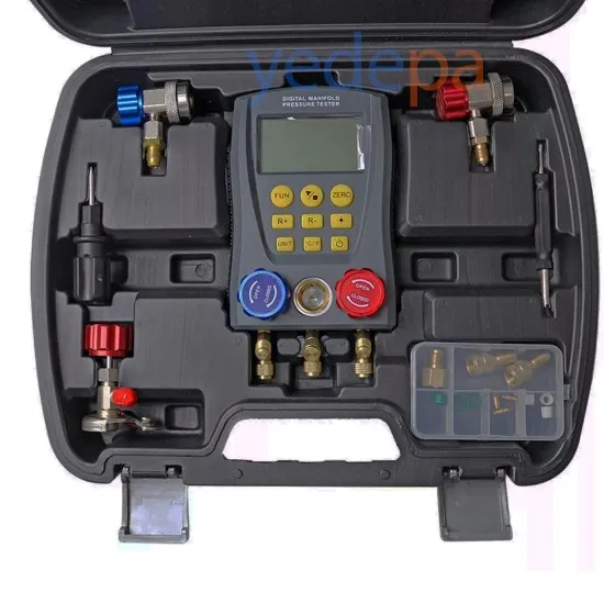 Dijital Manifold Manometre Seti - 89 Soğutucu Gaz Veri Tabanı, 32-Bit Dijital İşlemci, HVAC ve Soğutma Sistemleri İçin