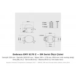 Embraco EMY 6170 Z Buzdolabı Motoru – R134a, L/MBP, 1/4 HP, 7,7 cm³, 220-240 V