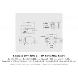 Embraco EMY 3109 Z Buzdolabı Motoru – R134a, L/MBP, 1/10 HP, 3,96 cm³, 108 W