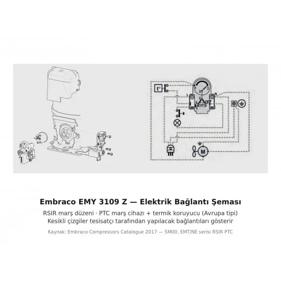 Embraco EMY 3109 Z Buzdolabı Motoru – R134a, L/MBP, 1/10 HP, 3,96 cm³, 108 W