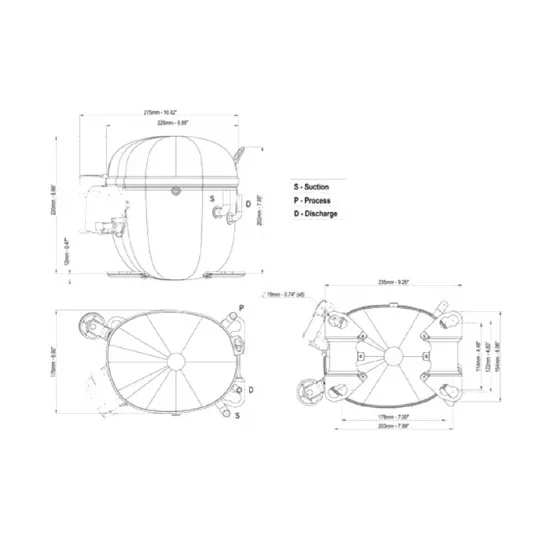 Embraco NT2180UV Hermetik Kompresör | 1 HP | 2.908 BTU/h (LBP) | R290 Propan | 115V/60Hz