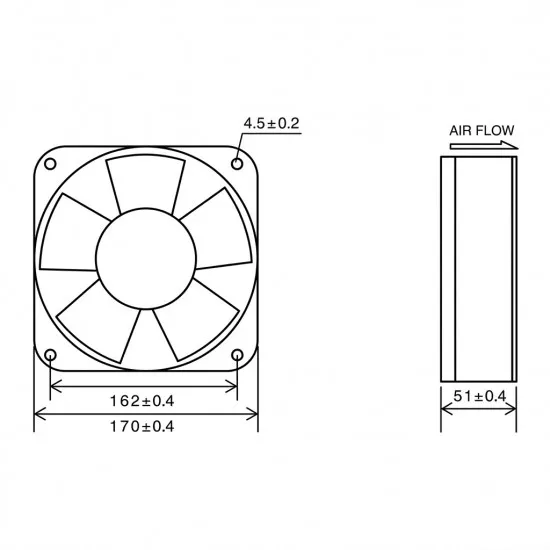 Fanco 17051BB5 220V Aksiyel Soğutucu Kare Fan (170x170x51 mm)