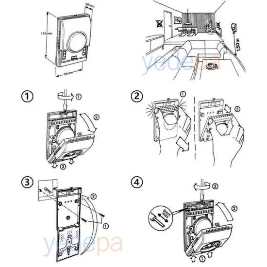 Merkezi Klima Fancoil Termostat 10~30°C - Sıcak, Soğuk AC110-220V, Duvara Montaj, Mekanik, 3 Fan Modu