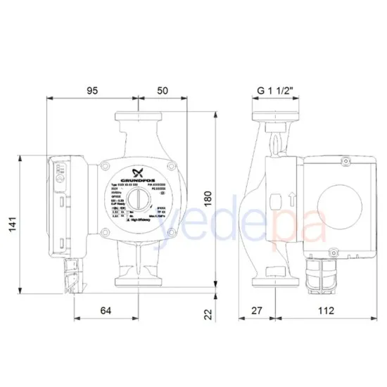 Grundfos UPS2 25-80 180 Sirkülasyon Pompası (98707853) - Yüksek Verimli ve Sessiz Çalışan Çözüm