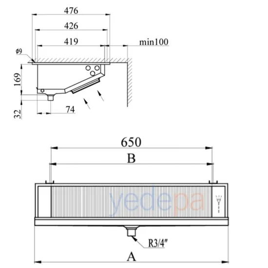 Hispania HEJ-2 Tavan Tipi Çift Fanlı (Rezistanssız) Evaporatör