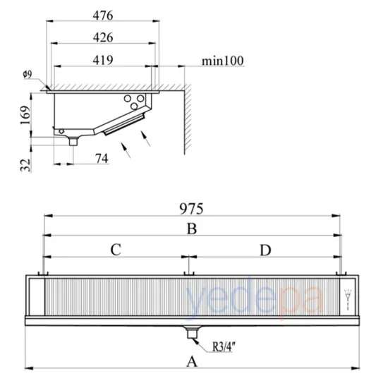 Hispania HEJ-3D Tavan Tipi Üç Fanlı Evaporatör