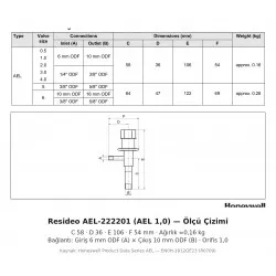 Resideo (Honeywell) AEL-222201 Otomatik Ekspansiyon Valfi – AEL 1,0 | 1-7 bar Sabit Basınç, 6 mm × 10 mm ODF