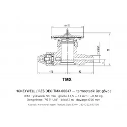 Resideo (Honeywell) TMX-00047 Termostatik Üst Gövde – R-227 Sıvı Şarj, +40/−10 °C | TMX Serisi TXV İçin