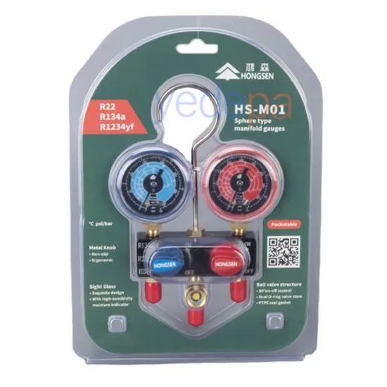Hongsen HS-M01 2'li Manifold Seti - R22, R134a, R1234yf Soğutucu Gazları ile Uyumlu