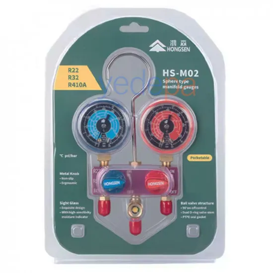 Hongsen HS-M02 2'li Manifold Seti - R134A, R22, R32, R410 ile Uyumlu