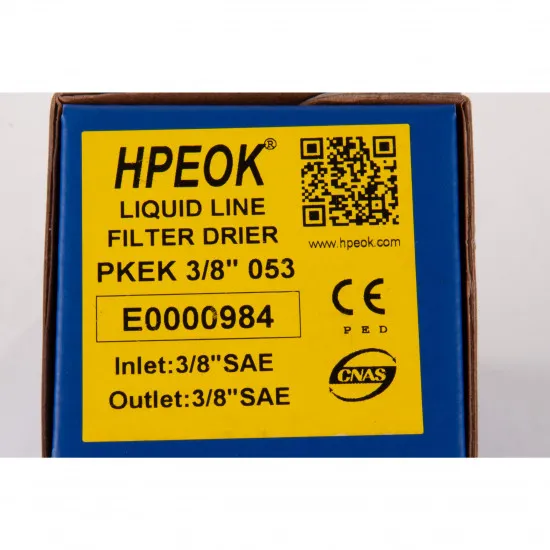 Hpeok PKEK-053 Likit Hattı Kurutucu Filtre Drayer | 3/8 inç SAE Rakorlu, Taş Tip | R134a, R22, R407C, R404A, R507, R502 Uyumlu