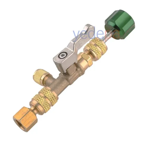 HS-1430 HVAC Vana Sibopu İğne Sökme Takma Aparatı – 1/4" & 5/16" SAE Portlu, R22, R410A, R32 Uyumlu