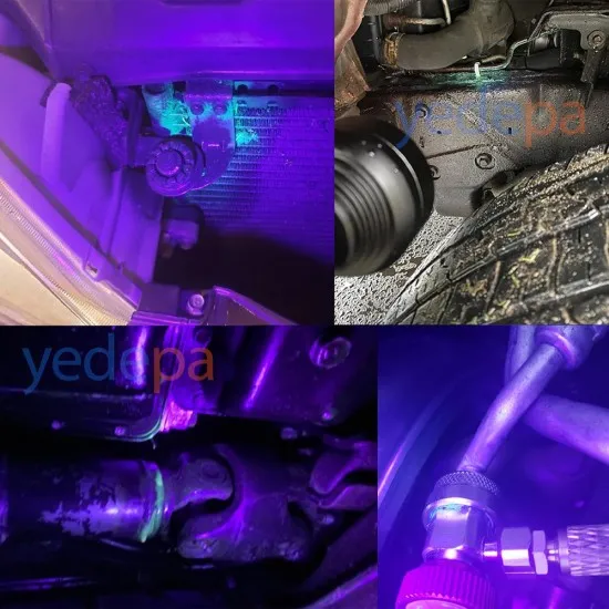 HVAC Kaçak Bulma Seti - 21 LED UV Fener, UV Gözlük, Fosforlu Kaçak Sıvısı, Şırınga