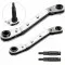 HVAC Air Conditioner Service Ratchet Wrench Set (1/4" - 3/8" and 5/16" - 1/4") and 2 Hex Adapter Bits