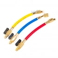 HVAC Şarj Hortumu Seti Kısa - R134A R410A R22 R12 - 800 PSI, Vanalı