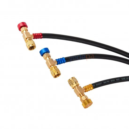 HVAC Vanalı Gaz Şarj Hortumu Seti 180 cm – Artiko LX Hose R410 / R134 Uyumlu (Mavi - Kırmızı - Sarı)