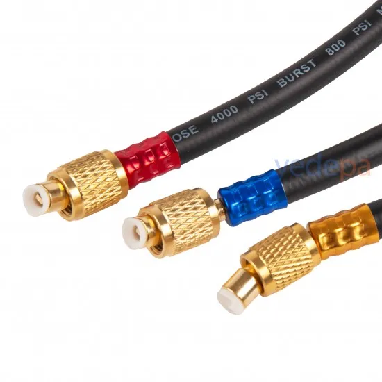 HVACR Gaz Servis Hortumu 5/16" LX-Hose R410A Siyah 120cm 3'lü Set - 800-4000 PSI Dayanıklı