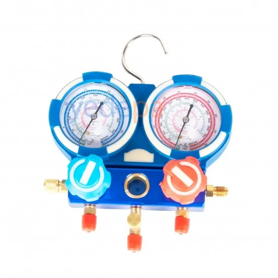 İki Valfli Manifold Gösterge Saati R22, R134a, R404A, R410A - Anti-Çarpışma Serisi - Çantalı, Hortumlu