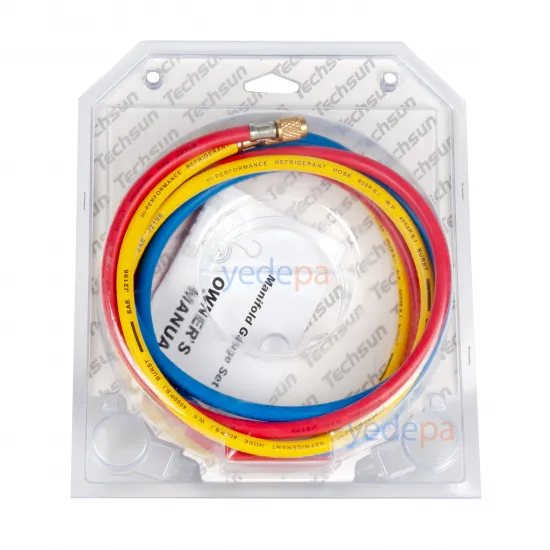 İki Valfli Manifold Manometre Saat Ø60 Hortumlu Set R22, R134a, R404a ve R410a