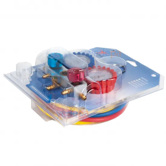 İki Valfli Manifold Manometre Saat Ø60 Hortumlu Set R22, R134a, R404a ve R410a