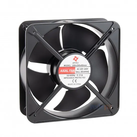 Kare Fan Motoru (200×200×60 mm – 75W – AC 220–240V – 0.31A – Bilyalı Rulmanlı) | Axial Fan