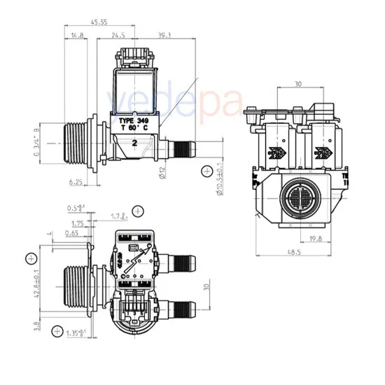 Kartlı Çamaşır Makinası İkili Su Giriş Ventil 180° 428210 - Bosch Maxx Uyumlu