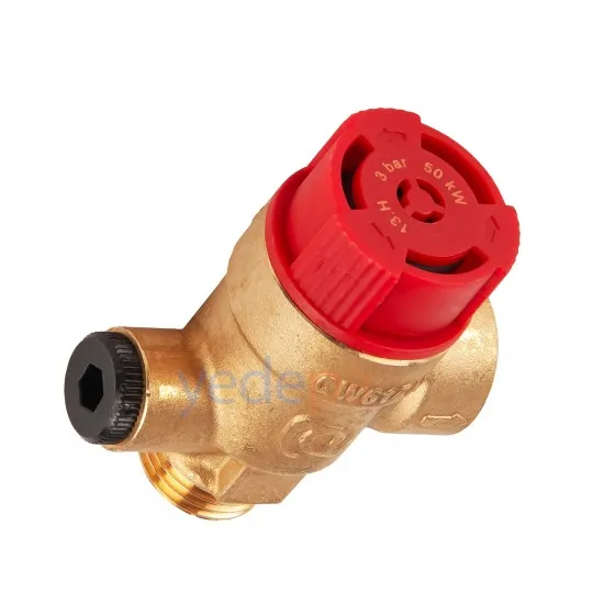 Kombi 3 Bar Emniyet Ventili (Novasfer – Manometre Bağlantılı 1/2 Erkek) | Buderus Delta – Ariston Microtec TX Uyumlu